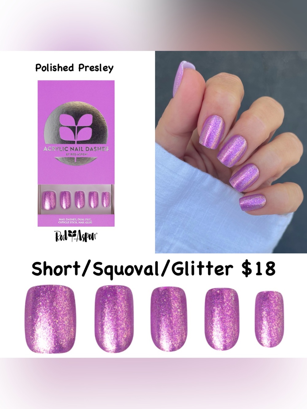 Red Aspen Polished Presley Press-On Nails - Shimmery Lilac Pink